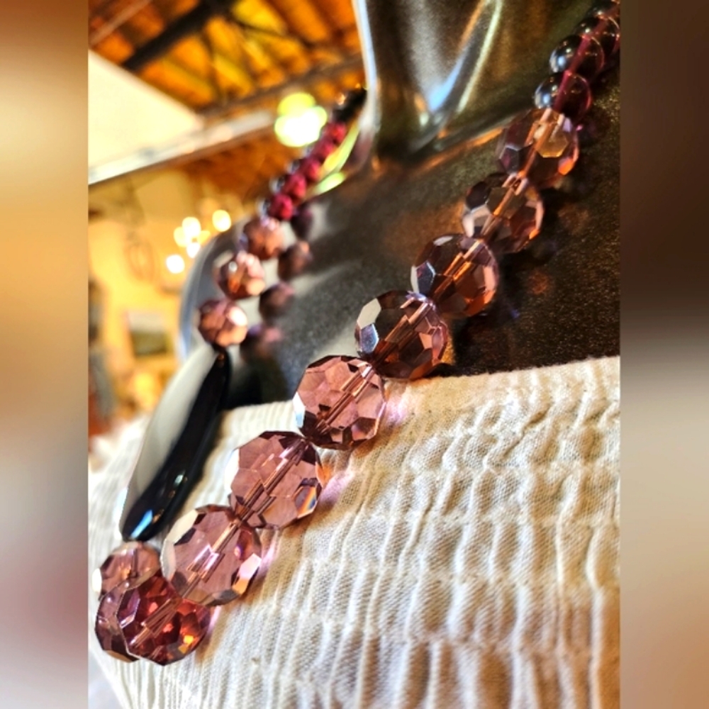 Handcrafted Onyx & Purple Beaded Necklace - Perfectly Purple💜